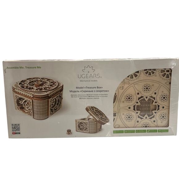 New UGears Mechanical Wooden Treasure Box 3D Puzzle Model 190 Piece Sealed - Picture 2 of 5